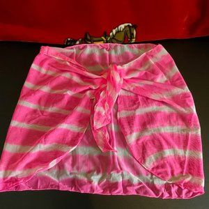 Hot pink & White tie dye Sarong Cover up